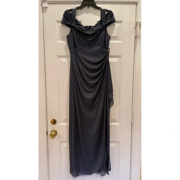 slim fit dress slacks Glitter Cold Shoulder Sweep/Brush Train Peacock Prom Dress with Split main image 1